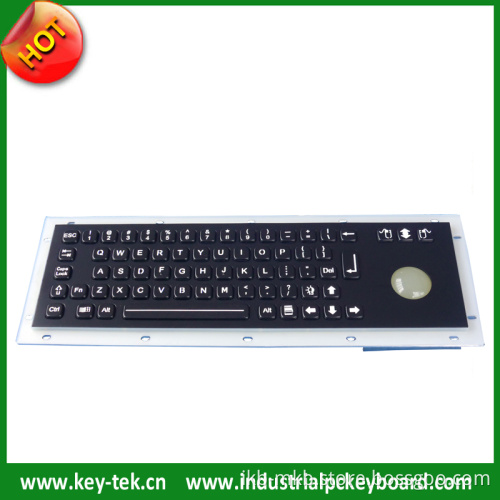 IP65 Stainless Steel Black Metal Keyboard with Trackball.